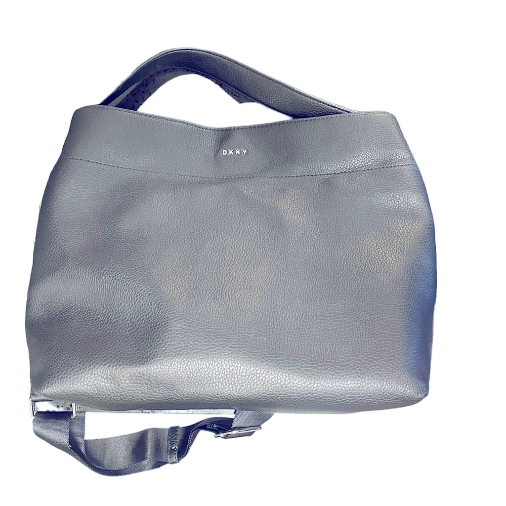 NWT: DKNY Wynston Hobo Bag -Black Pebbled Leather with Chrome Logo